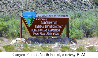 Photo of the northern portal to the Canyon Pintado National Historic District, courtesy BLM.