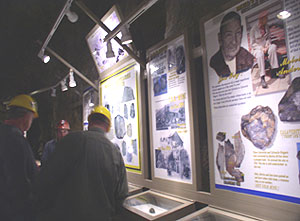 Displays and wall murals highlight the most famous mines and millionaires.