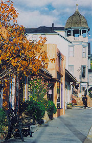 Fall colors grace Manitou Springs along the downtown strip.