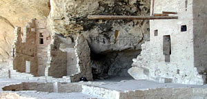 Photo, inside the Balcony House complex of Mesa Verde cliff dwellings.